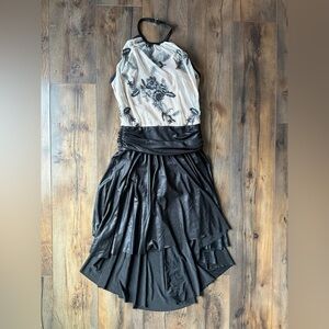 Curtain Call Costumes Black Lace Halter Formal Dress Layered Gothic Prom Pageant